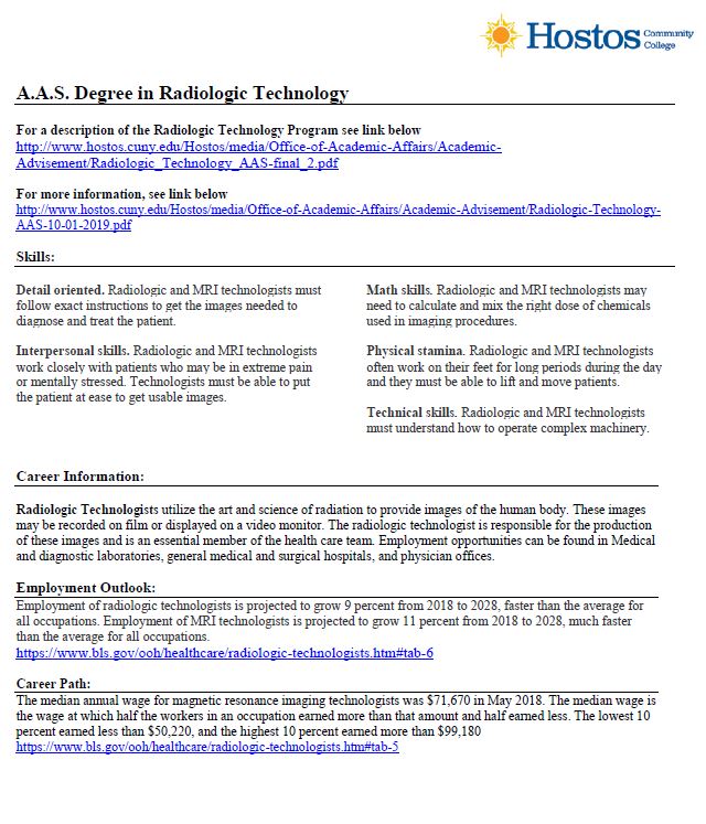 Rad Tech Career tip sheet