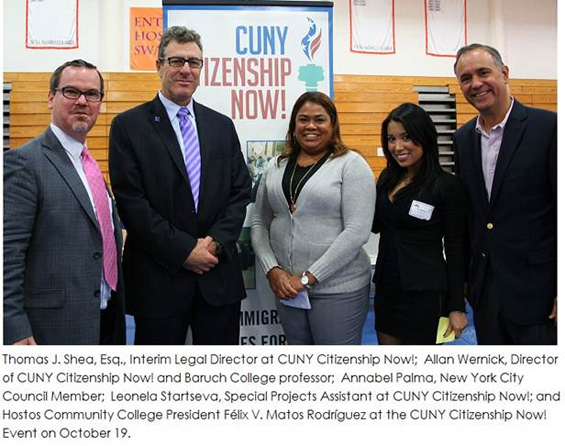 Left to right - Thomas J. Shea Esq., Professor Allan Wernick, Annabel Palma, Leonela Startseva, Felix V. Matos