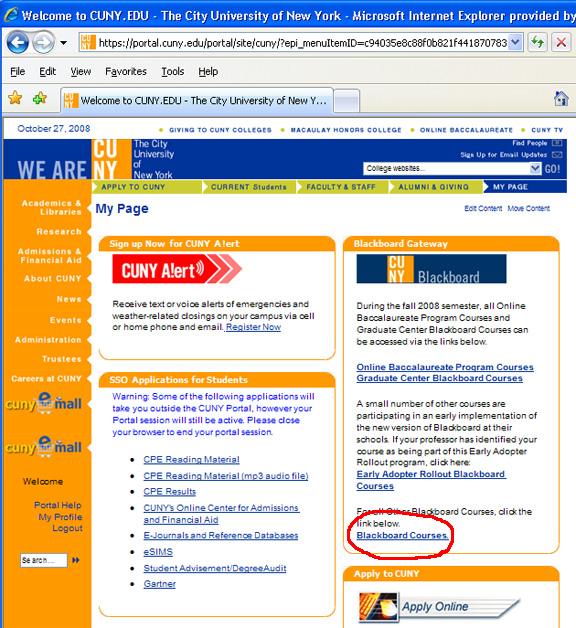 Access Blackboard via CUNY Portal - Hostos Community College