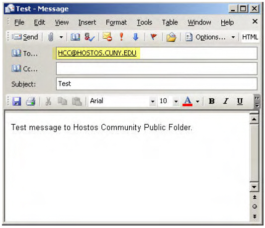 Sending Emails to the Hostos Community Public Folder