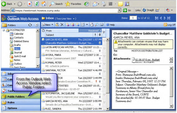 Accessing the Hostos Community Public Folder from the Web