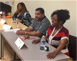 Hostos alumni Fernando “Ponce” Laspina, Camille McKinnon and Hostos staff Ericka Douglas