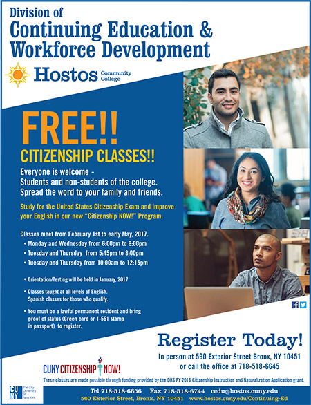 Free Citizenship Classes - Spring 2017