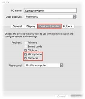 Step 4 snip image for How to Audio and Video on Remote Desktop Connection on a MAC