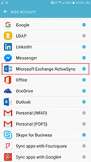 Tap 'Microsoft Exchange ActiveSync'