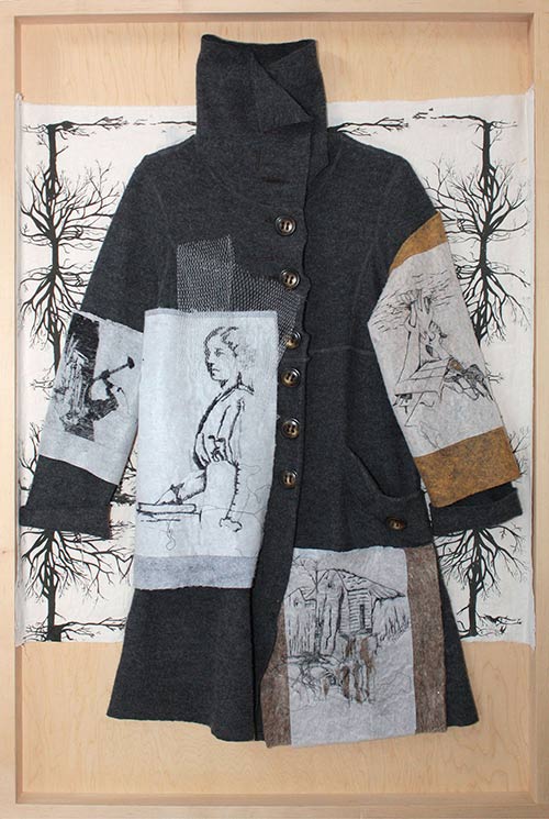 Monica S. Camin Overcoat 2016 Mixed media with embroidery and silkscreen on fabric