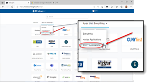 Snip image for Step 2: Click on CUNY Applications