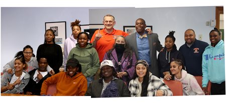 Hostos Women Basketball Players At Office of the President