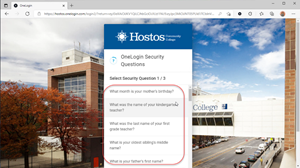 Snip image for Step 5: Click on the Security question (of your choice) from the list provided
