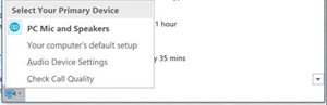 Step 1 snip image for How to Access Device Settings on the Skype for Business desktop client