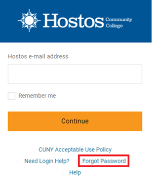 Snip image for Step 1: Click on the “Forgot Password” link