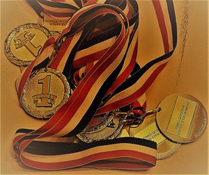 An image of a collection of medals