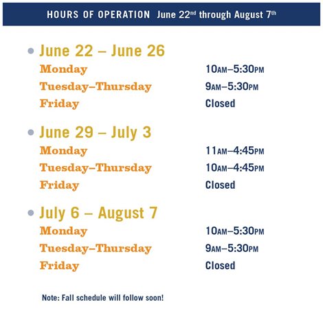 Hours of Operation