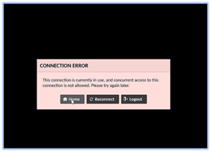 If the computer you selected is in use, you'll receive the following error (shown below) in that case, click on "Home" and repeat the previous step to connect to another station.