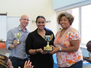 (From left to right: Fabian Wander, Wellness Center; Tanya Navarro, Legal Affairs; and Melanie García-Torres from Continuing Education)