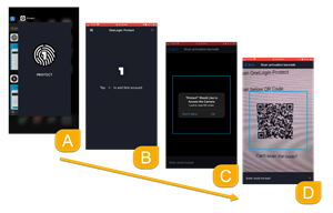 Click image to open full size in a new window Snip image for Step 4: Open the OneLogin Protect App > Add an account > Allow access to the camera > Scan QR Code